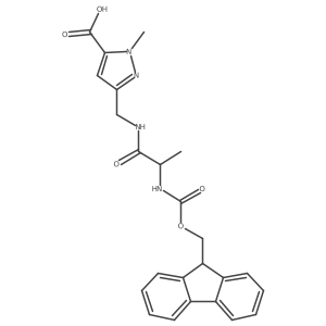3-{[(2S)-2-({[(9H-fluoren-9-yl)methoxy]carbonyl}amino)propanamido]methyl}-1-methyl-1H-pyrazole-5-carboxylic acid Structure