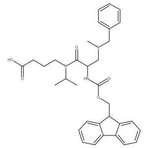 4-{3-[benzyl(methyl)amino]-2-({[(9H-fluoren-9-yl)methoxy]carbonyl}amino)-N-(propan-2-yl)propanamido}butanoic acid结构式