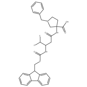 1-benzyl-3-[3-({[(9H-fluoren-9-yl)methoxy]carbonyl}amino)-4,4-difluorobutanamido]pyrrolidine-3-carboxylic acid Structure