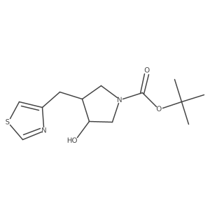 rac-tert-butyl (3R,4S)-3-hydroxy-4-[(1,3-thiazol-4-yl)methyl]pyrrolidine-1-carboxylate Structure