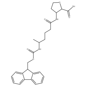 rac-(2R,3S)-3-[5-({[(9H-fluoren-9-yl)methoxy]carbonyl}amino)hexanamido]oxolane-2-carboxylic acid Structure
