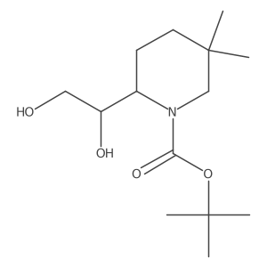 Tert-butyl 2-(1,2-dihydroxyethyl)-5,5-dimethylpiperidine-1-carboxylate结构式