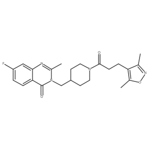 3-({1-[3-(3,5-Dimethyl-1,2-oxazol-4-yl)propanoyl]piperidin-4-yl}methyl)-7-fluoro-2-methyl-3,4-dihydroquinazolin-4-one Structure