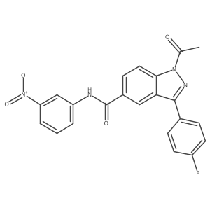 1h-Indazole-5-carboxamide,1-acetyl-3-(4-fluorophenyl)-n-(3-nitrophenyl)- Structure