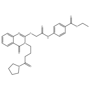 Ethyl 4-[2-({4-oxo-3-[4-oxo-4-(pyrrolidin-1-yl)butyl]-3,4-dihydroquinazolin-2-yl}sulfanyl)acetamido]benzoate Structure