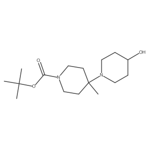 Tert-butyl 4-(4-hydroxy-1-piperidyl)-4-methyl-piperidine-1-carboxylate结构式
