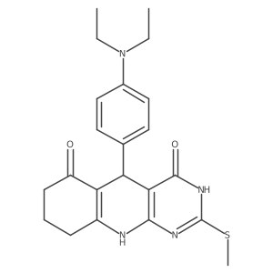 5-(4-(diethylamino)phenyl)-2-(methylthio)-7,8,9,10-tetrahydropyrimido[4,5-b]quinoline-4,6(3H,5H)-dione结构式