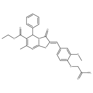 ethyl (2E)-2-{[4-(carbamoylmethoxy)-3-methoxyphenyl]methylidene}-7-methyl-3-oxo-5-phenyl-2H,3H,5H-[1,3]thiazolo[3,2-a]pyrimidine-6-carboxylate Structure