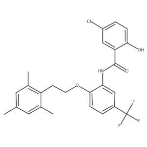 Benzamide,5-chloro-2-hydroxy-n-[5-(trifluoromethyl)-2-[2-(2,4,6-trimethylphenyl)ethoxy]phenyl]- Structure