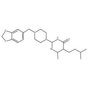2-[4-(1,3-Benzodioxol-5-ylmethyl)piperazin-1-yl]-6-methyl-5-(3-methylbutyl)-1,3-diazinan-4-one结构式