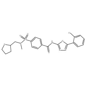 N-(5-(2-chlorophenyl)-1,3,4-oxadiazol-2-yl)-4-(N-methyl-N-((tetrahydrofuran-2-yl)methyl)sulfamoyl)benzamide结构式