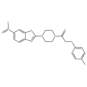 2-((4-Fluorophenyl)thio)-1-(4-(6-nitrobenzo[d]thiazol-2-yl)piperazin-1-yl)ethanone结构式