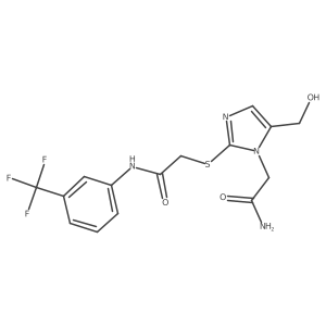2-((1-(2-amino-2-oxoethyl)-5-(hydroxymethyl)-1H-imidazol-2-yl)thio)-N-(3-(trifluoromethyl)phenyl)acetamide Structure