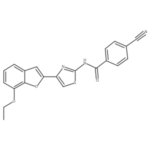 4-cyano-N-(4-(7-ethoxybenzofuran-2-yl)thiazol-2-yl)benzamide结构式