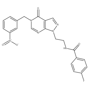4-fluoro-N-(2-(5-(3-nitrobenzyl)-4-oxo-4,5-dihydro-1H-pyrazolo[3,4-d]pyrimidin-1-yl)ethyl)benzamide Structure