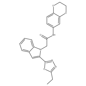 N-(2,3-dihydrobenzo[b][1,4]dioxin-6-yl)-2-(2-(5-ethyl-1,3,4-oxadiazol-2-yl)-1H-indol-1-yl)acetamide结构式