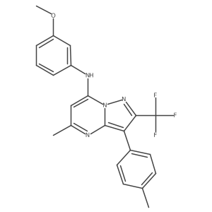 N-(3-methoxyphenyl)-5-methyl-3-(4-methylphenyl)-2-(trifluoromethyl)pyrazolo[1,5-a]pyrimidin-7-amine结构式