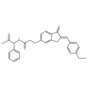 (2S)-[({[(2E)-2-(4-methoxybenzylidene)-3-oxo-2,3-dihydro-1-benzofuran-6-yl]oxy}acetyl)amino](phenyl)ethanoic acid结构式