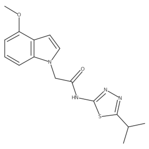 2-(4-methoxy-1H-indol-1-yl)-N-[(2E)-5-(propan-2-yl)-1,3,4-thiadiazol-2(3H)-ylidene]acetamide结构式