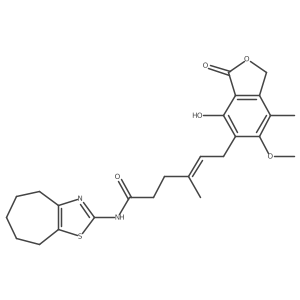 (E)-6-(4-hydroxy-6-methoxy-7-methyl-3-oxo-1,3-dihydroisobenzofuran-5-yl)-4-methyl-N-(5,6,7,8-tetrahydro-4H-cyclohepta[d]thiazol-2-yl)hex-4-enamide结构式