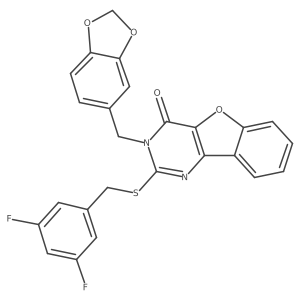 3-(1,3-benzodioxol-5-ylmethyl)-2-[(3,5-difluorobenzyl)sulfanyl][1]benzofuro[3,2-d]pyrimidin-4(3H)-one结构式