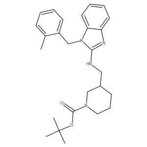 tert-Butyl 3-(((1-(2-methylbenzyl)-1H-benzo[d]imidazol-2-yl)amino)methyl)piperidine-1-carboxylate结构式