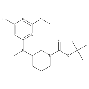 (R)-tert-butyl 3-((6-chloro-2-(methylthio)pyrimidin-4-yl)(methyl)amino)piperidine-1-carboxylate结构式