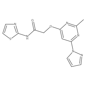 2-((2-methyl-6-(1H-pyrazol-1-yl)pyrimidin-4-yl)oxy)-N-(thiazol-2-yl)acetamide结构式