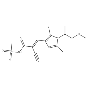 (E)-2-Cyano-3-[1-(1-methoxypropan-2-yl)-2,5-dimethylpyrrol-3-yl]-N-methylsulfonylprop-2-enamide结构式