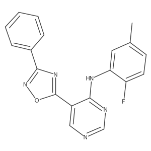N-(2-fluoro-5-methylphenyl)-5-(3-phenyl-1,2,4-oxadiazol-5-yl)pyrimidin-4-amine Structure