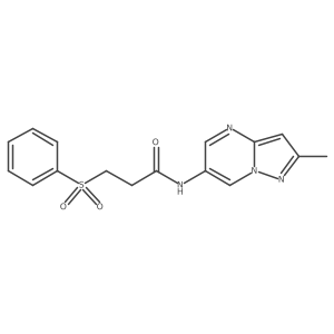 N-(2-methylpyrazolo[1,5-a]pyrimidin-6-yl)-3-(phenylsulfonyl)propanamide结构式