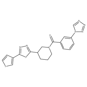 (3-(1H-tetrazol-1-yl)phenyl)(3-(5-(thiophen-3-yl)-1,3,4-oxadiazol-2-yl)piperidin-1-yl)methanone Structure