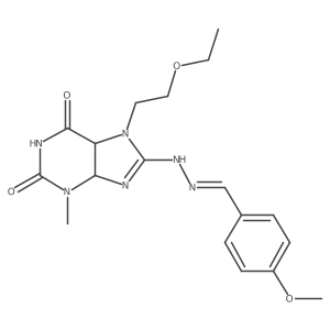 7-(2-ethoxyethyl)-8-[(2E)-2-[(4-methoxyphenyl)methylidene]hydrazinyl]-3-methyl-4,5-dihydropurine-2,6-dione结构式