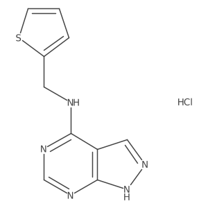 N-(thiophen-2-ylmethyl)-1H-pyrazolo[3,4-d]pyrimidin-4-amine hydrochloride结构式