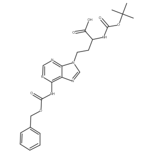 (S)-4-(6-(((Benzyloxy)carbonyl)amino)-9H-purin-9-yl)-2-((tert-butoxycarbonyl)amino)butanoic acid结构式