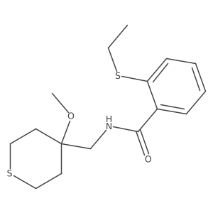 2-(ethylthio)-N-((4-methoxytetrahydro-2H-thiopyran-4-yl)methyl)benzamide结构式