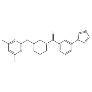 (3-(1H-tetrazol-1-yl)phenyl)(3-((4,6-dimethylpyrimidin-2-yl)oxy)piperidin-1-yl)methanone结构式