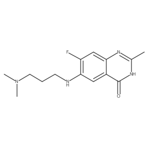6-{[3-(Dimethylamino)propyl]amino}-7-fluoro-2-methyl-3,4-dihydroquinazolin-4-one结构式