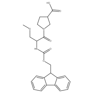 1-[(2S)-2-({[(9H-fluoren-9-yl)methoxy]carbonyl}amino)-3-methoxypropanoyl]pyrrolidine-3-carboxylic acid结构式
