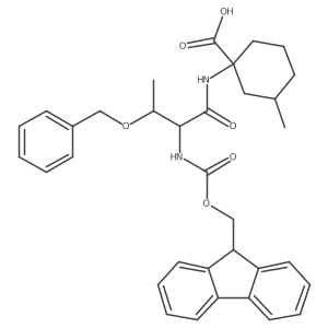 1-[3-(benzyloxy)-2-({[(9H-fluoren-9-yl)methoxy]carbonyl}amino)butanamido]-3-methylcyclohexane-1-carboxylic acid结构式