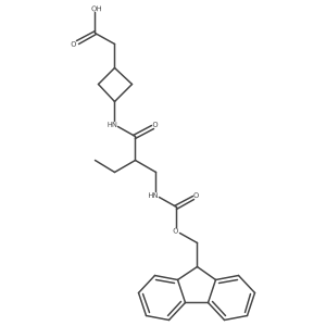 2-(3-{2-[({[(9H-fluoren-9-yl)methoxy]carbonyl}amino)methyl]butanamido}cyclobutyl)acetic acid结构式