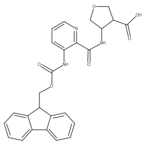4-[3-({[(9H-fluoren-9-yl)methoxy]carbonyl}amino)pyridine-2-amido]oxolane-3-carboxylic acid结构式