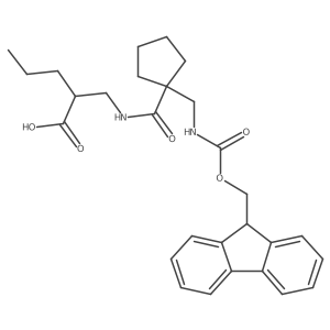 2-[({1-[({[(9H-fluoren-9-yl)methoxy]carbonyl}amino)methyl]cyclopentyl}formamido)methyl]pentanoic acid结构式