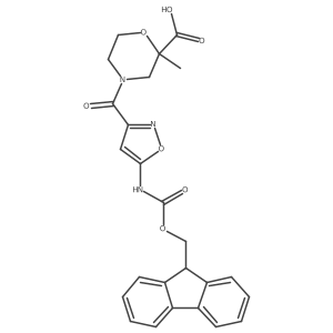 4-[5-({[(9H-fluoren-9-yl)methoxy]carbonyl}amino)-1,2-oxazole-3-carbonyl]-2-methylmorpholine-2-carboxylic acid结构式