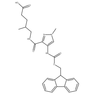 5-{[4-({[(9H-fluoren-9-yl)methoxy]carbonyl}amino)-1-methyl-1H-pyrazol-3-yl]formamido}-4-methylpentanoic acid Structure