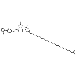 4-[2-[2-[2-[2-[2-[2-[2-[[(1S)-1-[(2S,4R)-4-hydroxy-2-[[4-(4-methylthiazol-5-yl)phenyl]methylcarbamoyl]pyrrolidine-1-carbonyl]-2,2-dimethyl-propyl]amino]-2-oxo-ethoxy]ethoxy]ethoxy]ethoxy]ethoxy]ethoxy]ethoxy]butanoic acid Structure