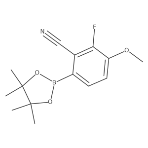 2-Fluoro-3-methoxy-6-(4,4,5,5-tetramethyl-1,3,2-dioxaborolan-2-yl)benzonitrile结构式