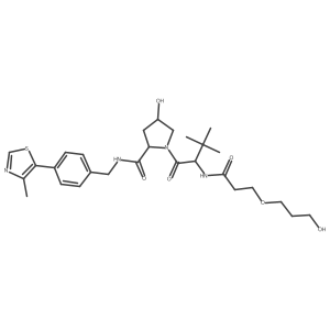 (2S,4R)-4-hydroxy-1-[(2S)-2-[3-(3-hydroxypropoxy)propanamido]-3,3-dimethylbutanoyl]-N-{[4-(4-methyl-1,3-thiazol-5-yl)phenyl]methyl}pyrrolidine-2-carboxamide结构式