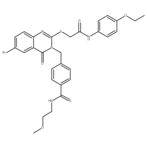 4-((6-bromo-2-((2-((4-ethoxyphenyl)amino)-2-oxoethyl)thio)-4-oxoquinazolin-3(4H)-yl)methyl)-N-(2-methoxyethyl)benzamide结构式
