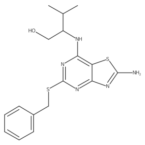 (2R)-2-{[2-amino-5-(benzylthio)[1,3]thiazolo[4,5-d]pyrimidin-7-yl]amino}-3-methylbutan-1-ol结构式
